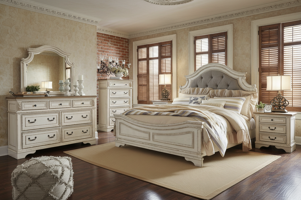 Signature Design by Ashley Realyn B743B89 7 pc King Upholstered Panel Bedroom Set