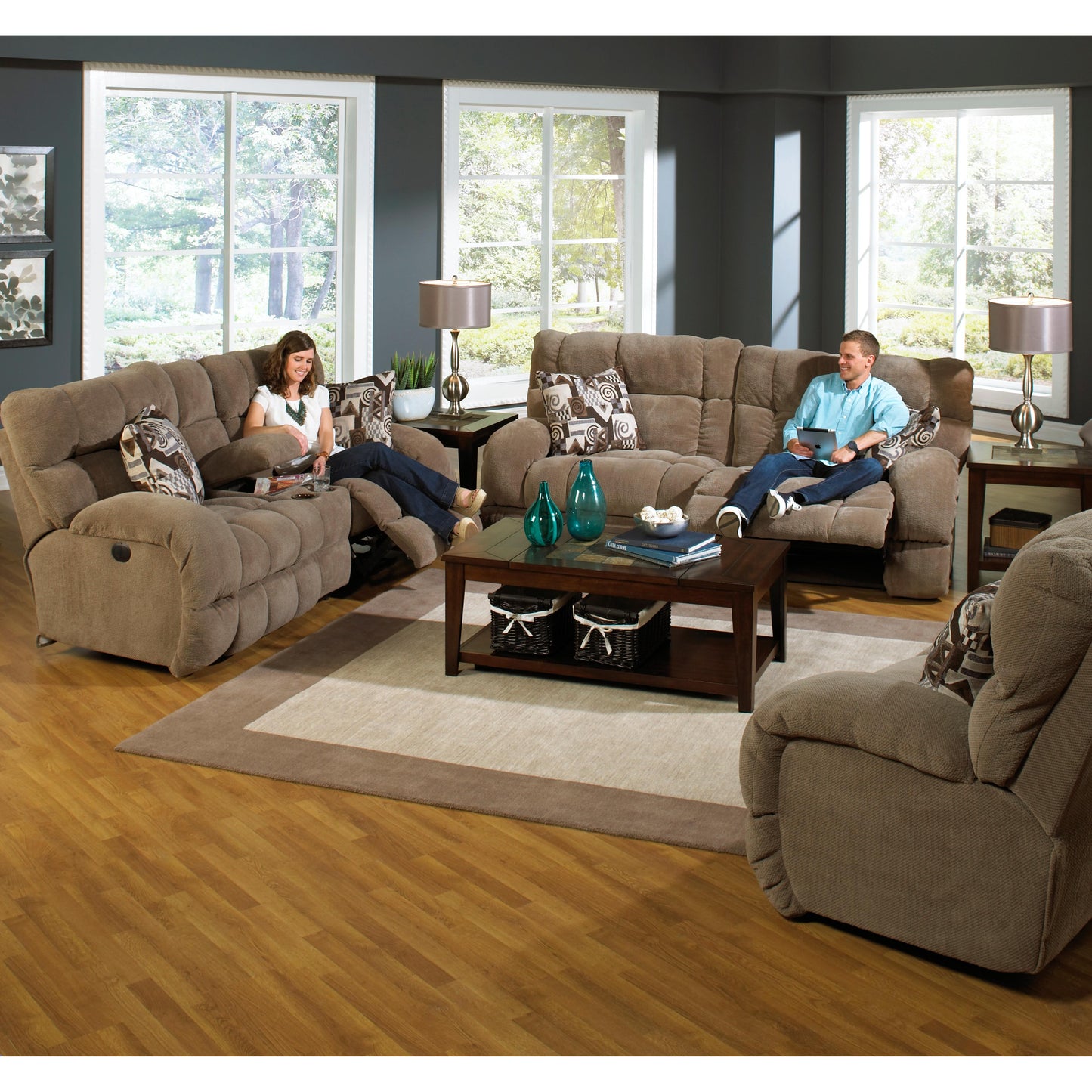 Catnapper Siesta Power Reclining Fabric Loveseat with Console 61769 1983-49/1984-49 IMAGE 4