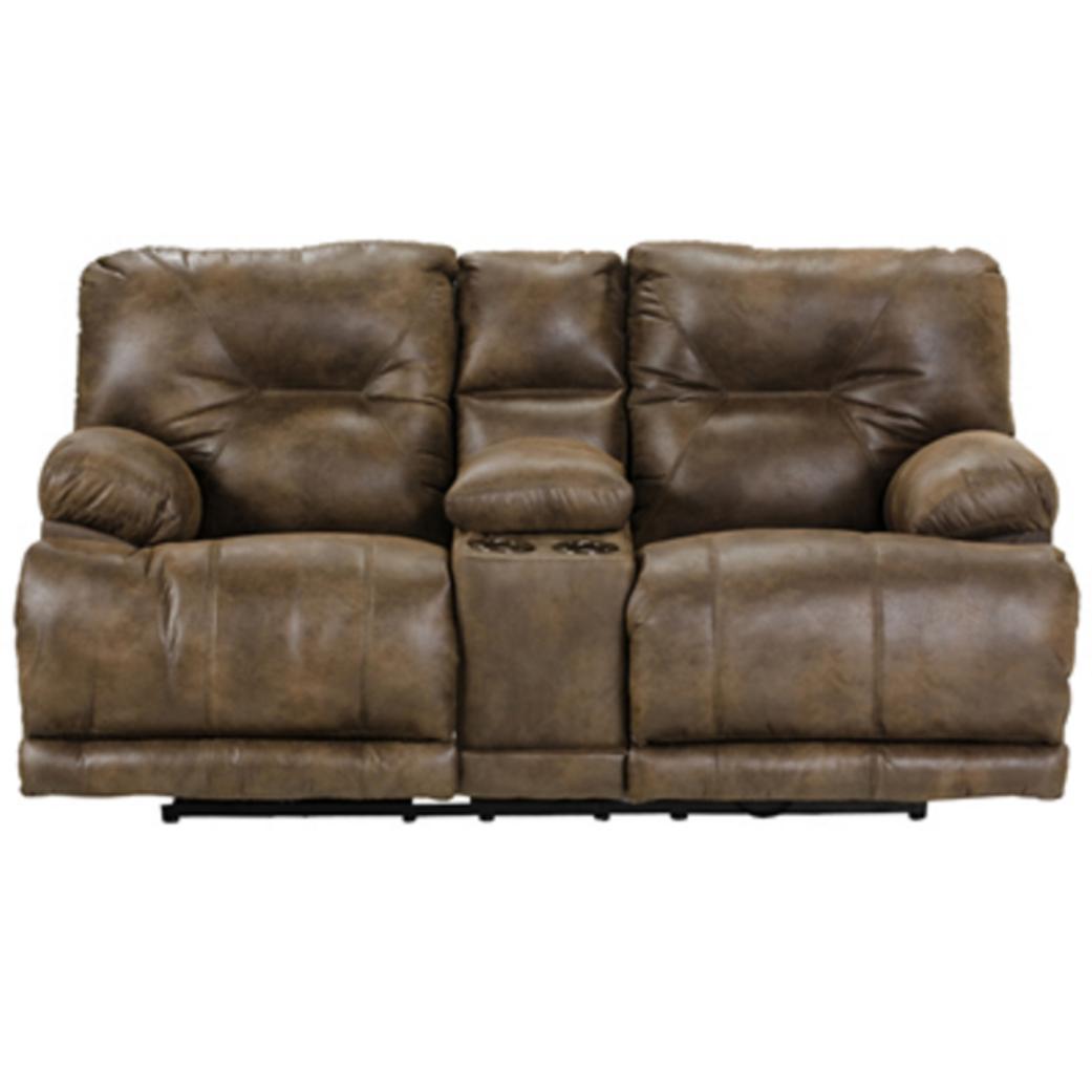 Catnapper Voyager Reclining Fabric and Leather Look Loveseat with Console 4389 1228-29/3028-29 IMAGE 1