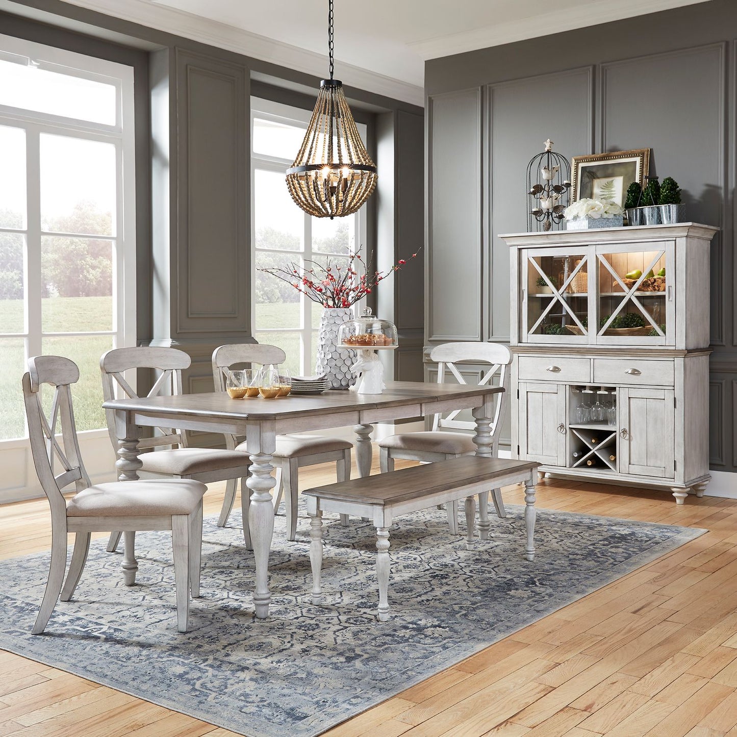 Ocean Isle 6 PC Dining Set 303W-T3872/C9000B/C3001S(4)
