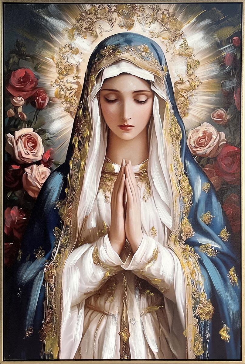 BA3648 "Sacred Bloom I" Hand-Embellished Canvas in Frame