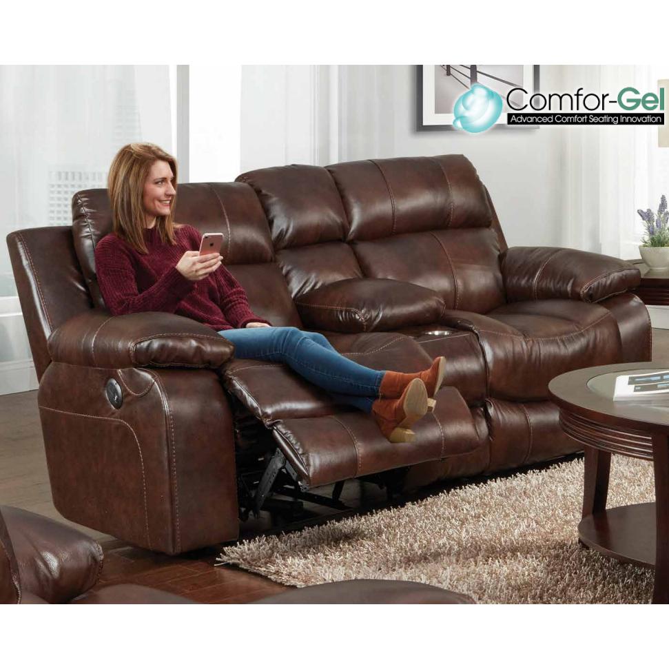 Catnapper Positano Power Reclining Leather Match Loveseat with Console 64999 1268-09/3068-09 IMAGE 1