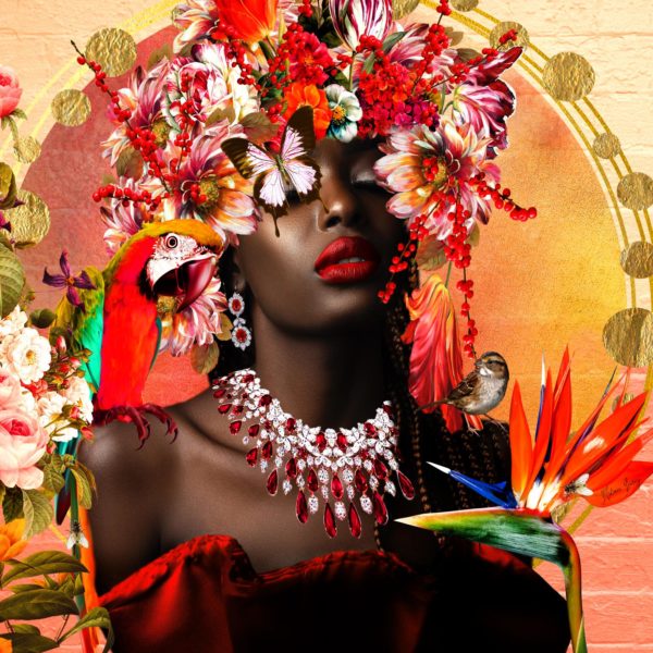 60473 Blooming Rubies 50x50 Classy Art