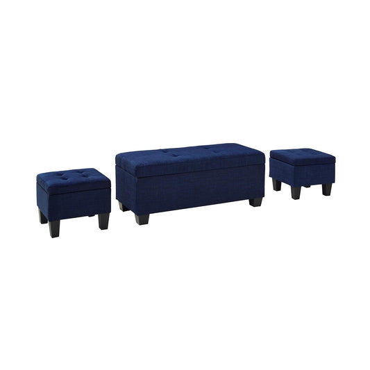 Elements International Ethan UEH080100CA Storage Bench Set - Heirloom Blue IMAGE 2