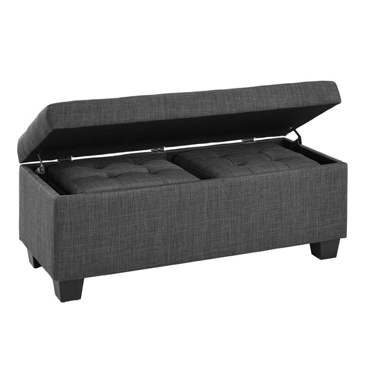 Elements International Ethan UEH090100CA Storage Bench Set - Heirloom Charcoal IMAGE 2