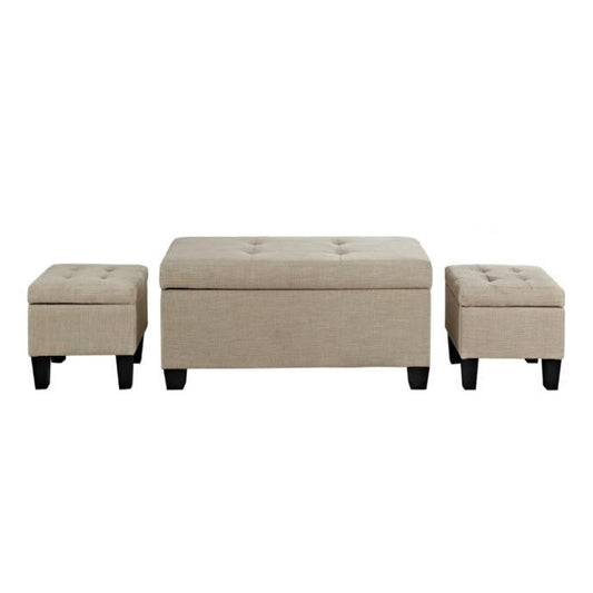 Elements International Ethan UEH082100CA Storage Bench Set - Heirloom Natural IMAGE 2