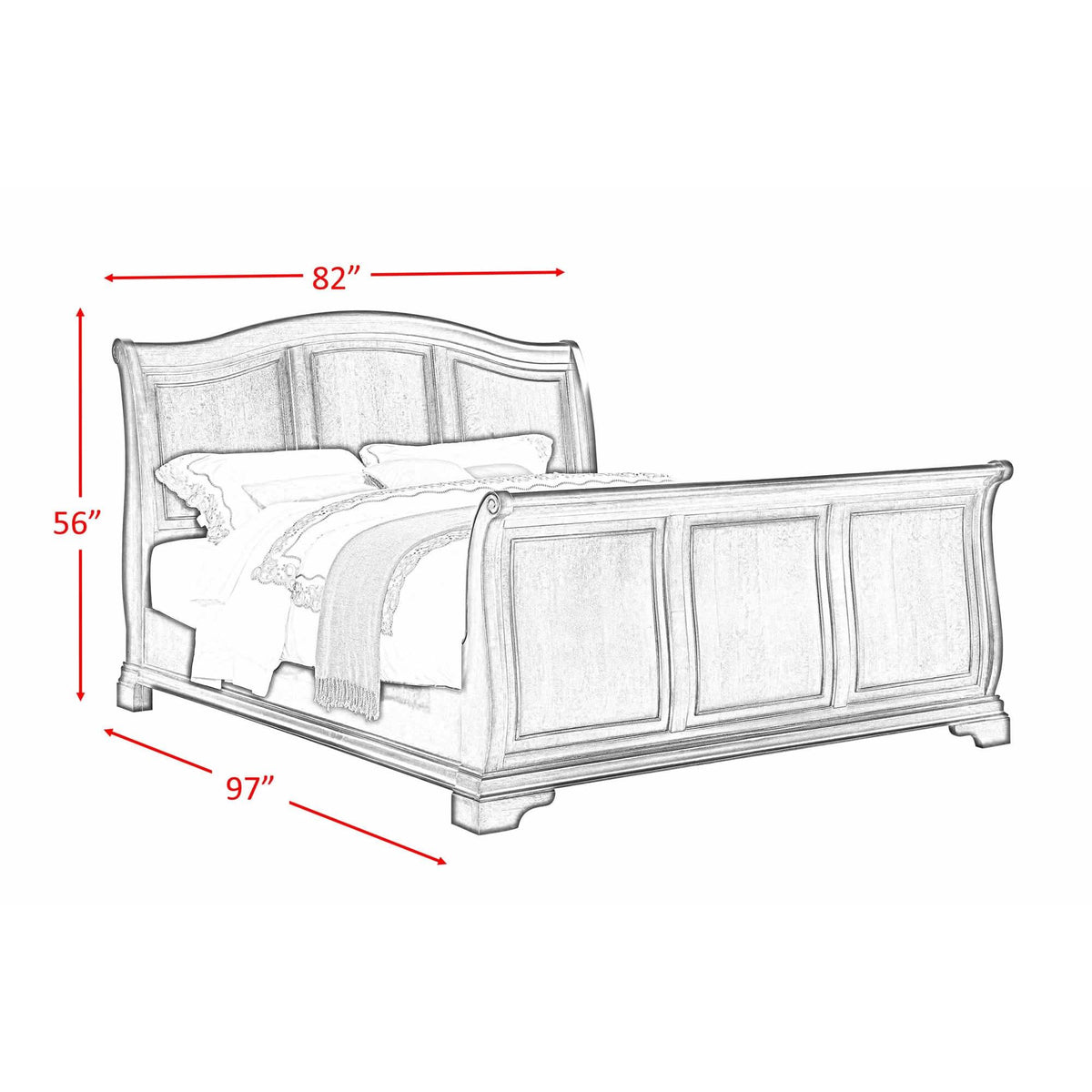 Elements International Cameron CM750KSB King Sleigh Bed - Cherry IMAGE 3