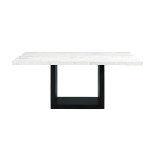 Elements International Valentino Dining Table with Marble Top and Pedestal Base CVL500DTB IMAGE 2