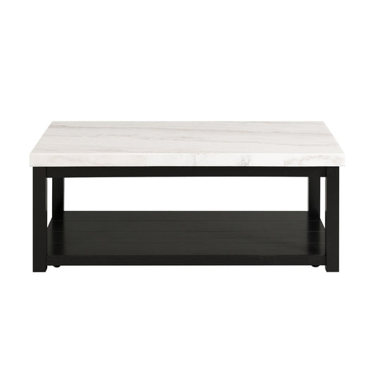 Elements International Marcello CML100CTE White Marble Rectangle Coffee Table IMAGE 2