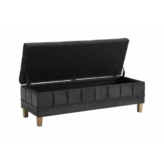 Elements International Crosby Tufted Storage Ottoman - Gun Metal IMAGE 2