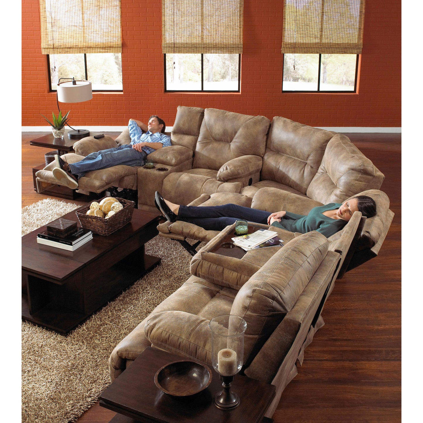 Catnapper Voyager 438 3 pc Power Sectional - Brandy IMAGE 6