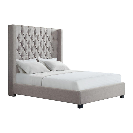 Elements International Morrow UMW092QB Queen Upholstered Bed - Gray IMAGE 2
