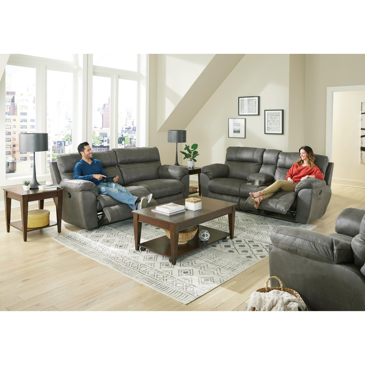 Catnapper Atlas 1001 Reclining Sofa - Charcoal IMAGE 3