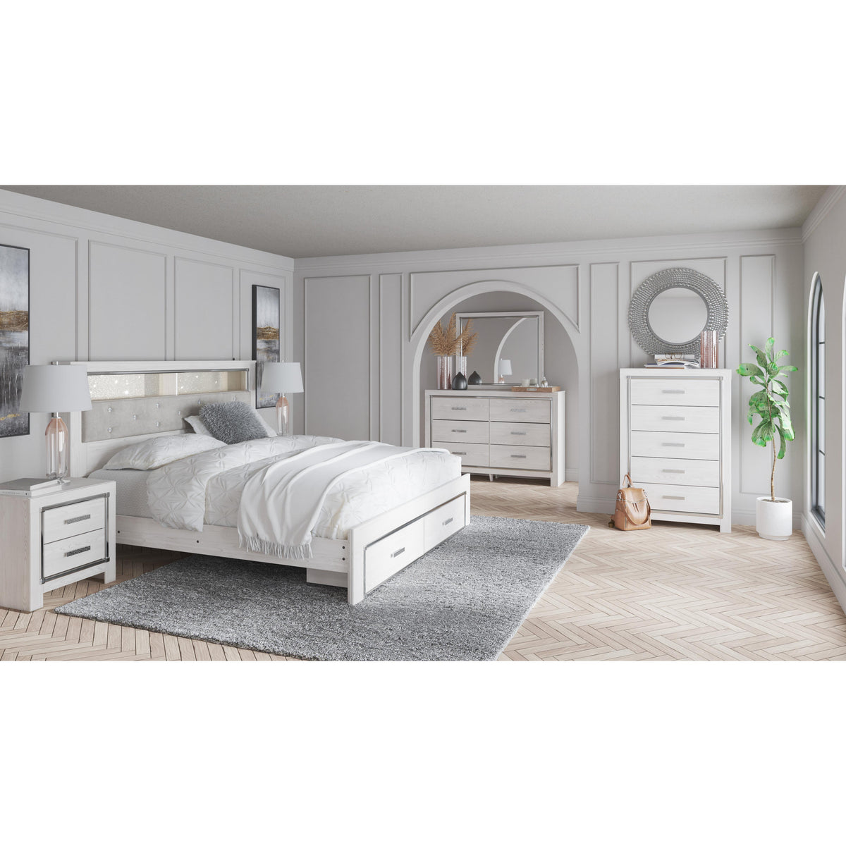 Signature Design by Ashley Altyra B2640B30 King Upholstered Bookcase Bed with Storage IMAGE 6