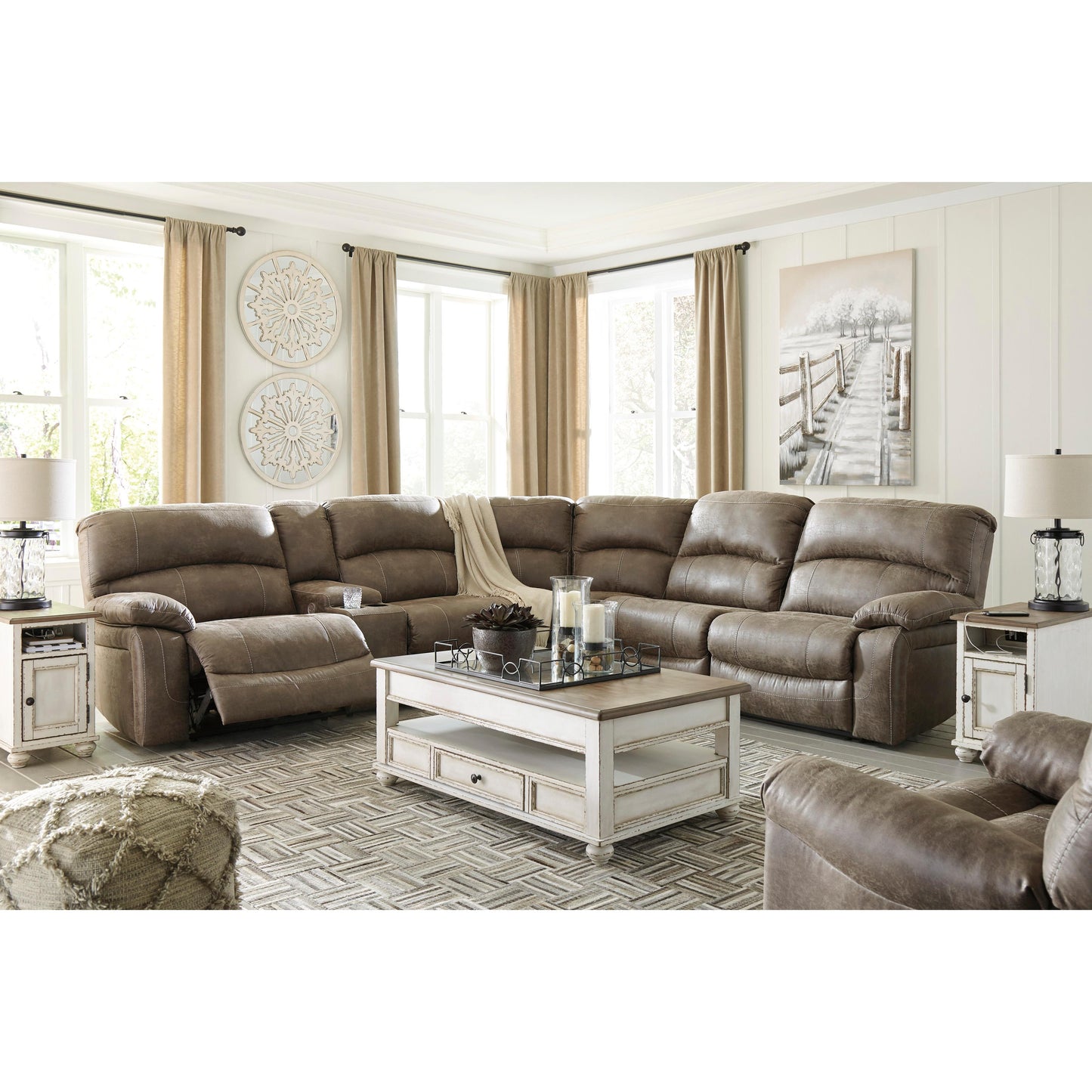 Signature Design by Ashley Realyn T523T1 Coffee Table and 2 Chairside End Tables IMAGE 4