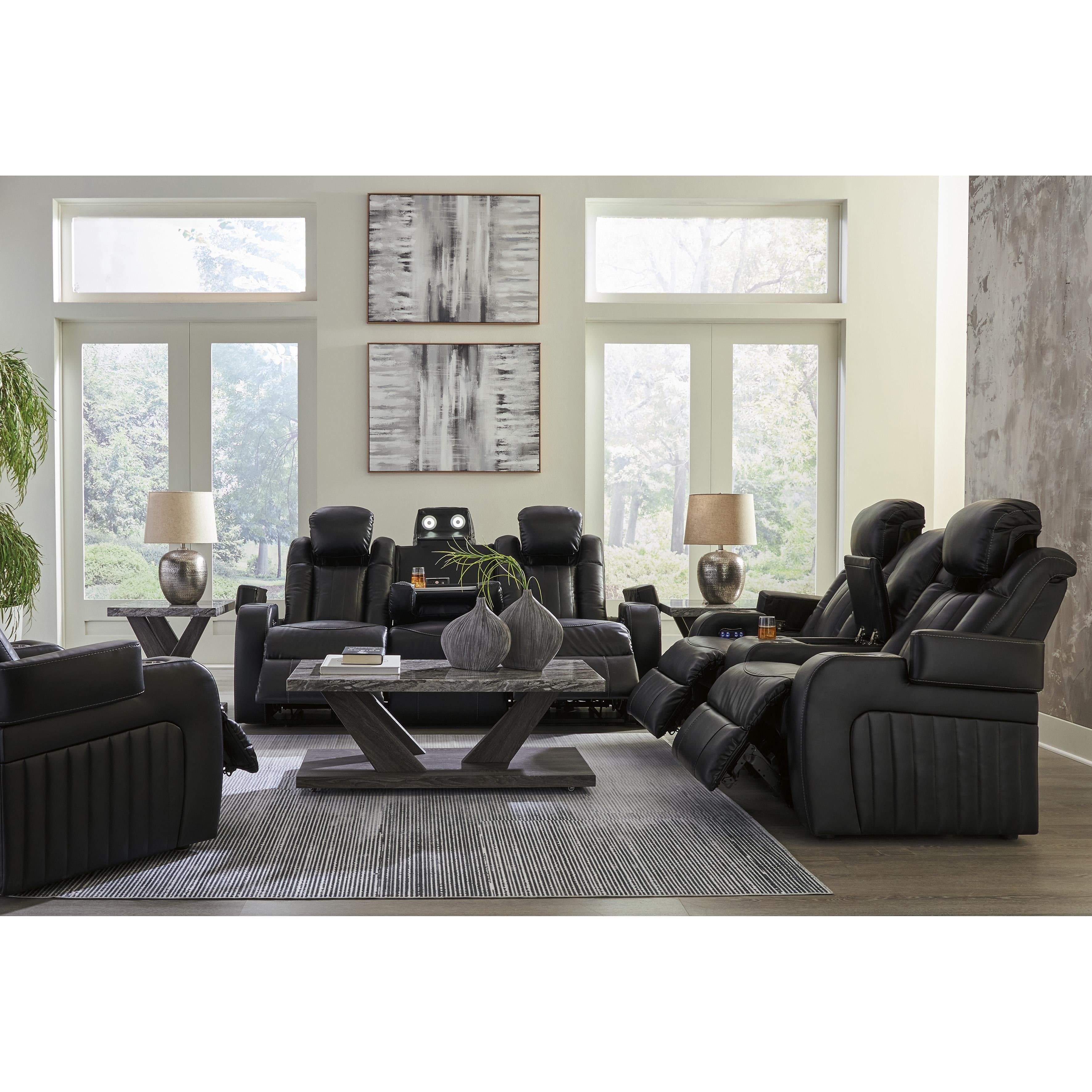 Signature Design by Ashley Caveman Den Power Reclining Leather Look Sofa 9070315 IMAGE 18