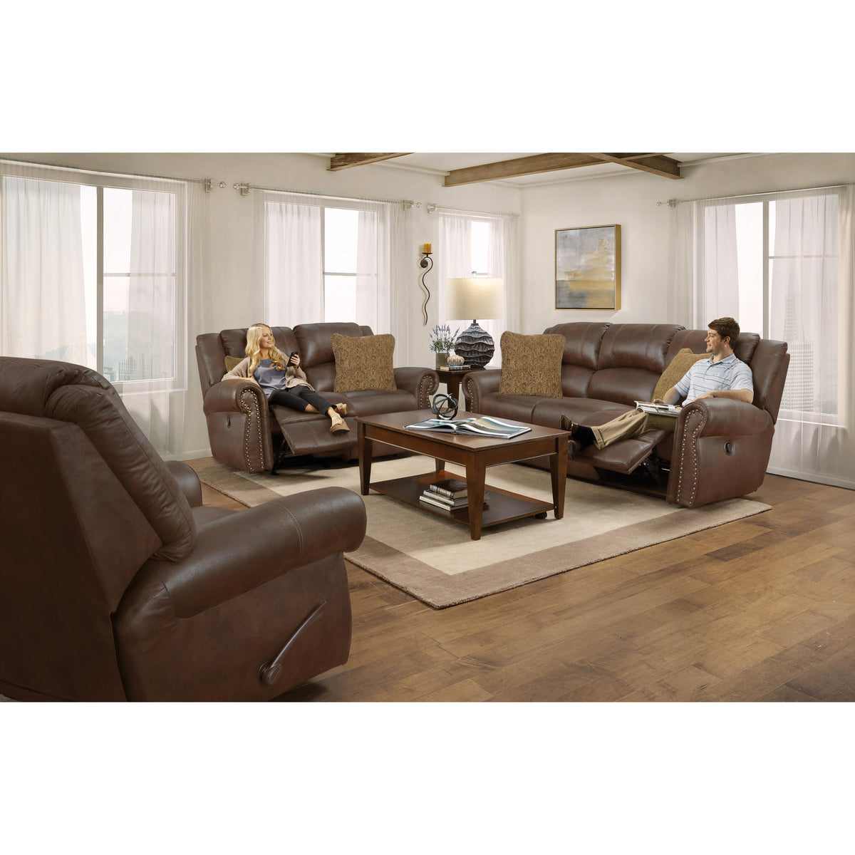 Catnapper Pickett 63131 Power Reclining Sofa - Walnut IMAGE 3