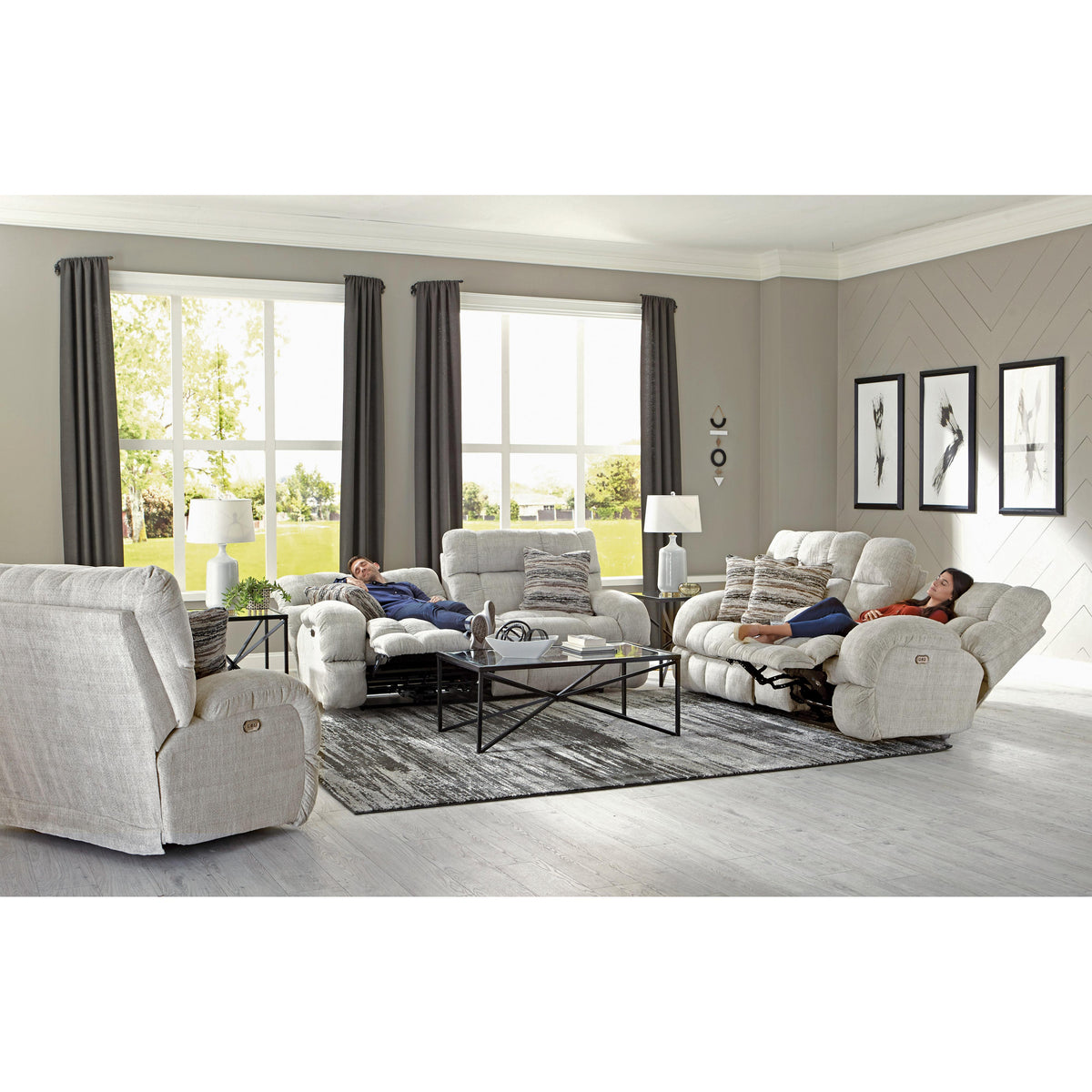 Catnapper Ashland 635907 Power Lay Flat Recliner - Buff IMAGE 4