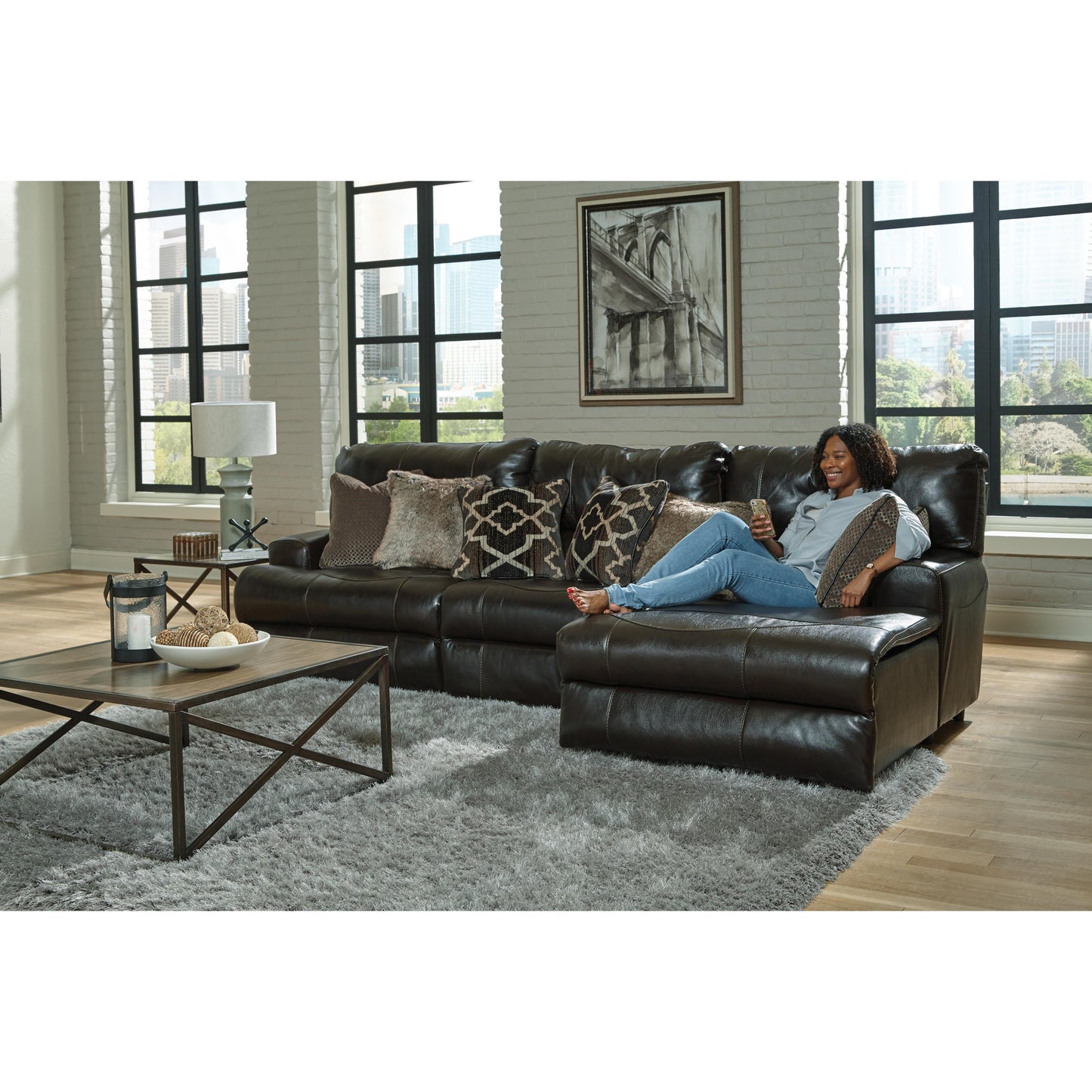 Catnapper Como 436 3 pc Power Reclining Modular Sectional - Chocolate IMAGE 4