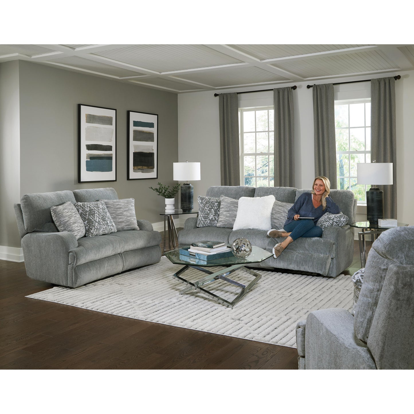 Catnapper Zane 3092 Reclining Loveseat - Shark IMAGE 3