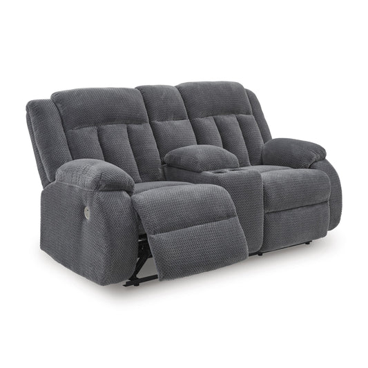 Signature Design by Ashley Observation PC2140596 Double Reclining Power Loveseat with Console IMAGE 2