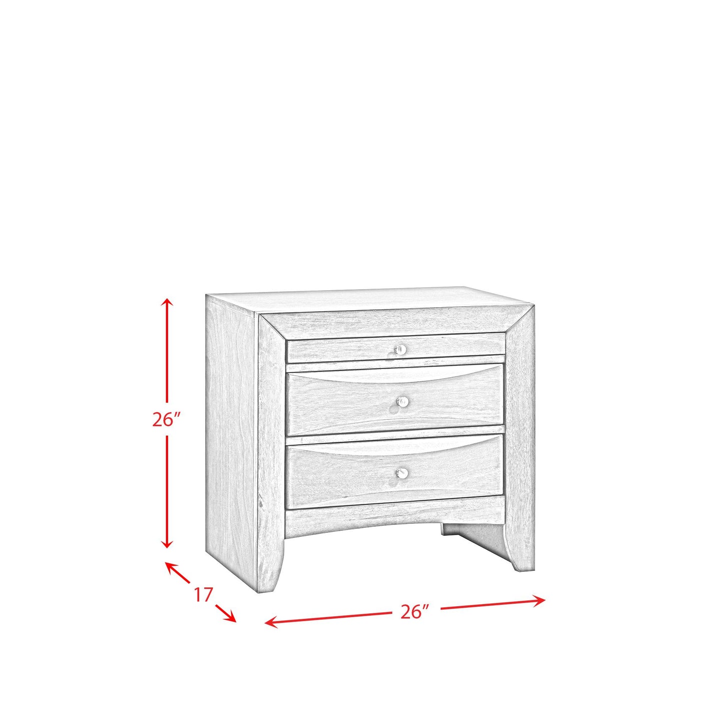 Elements International Emily EM800NS 3-Drawer Nightstand IMAGE 9