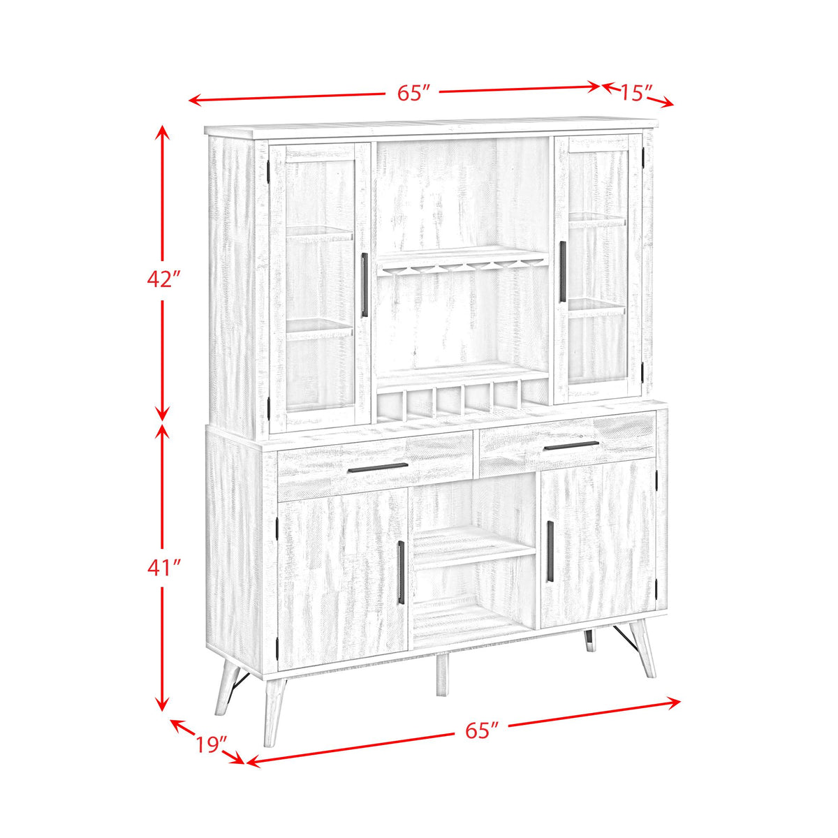 Elements International Rogen Rustic D-12850-7-BFHT Buffet & Hutch IMAGE 13