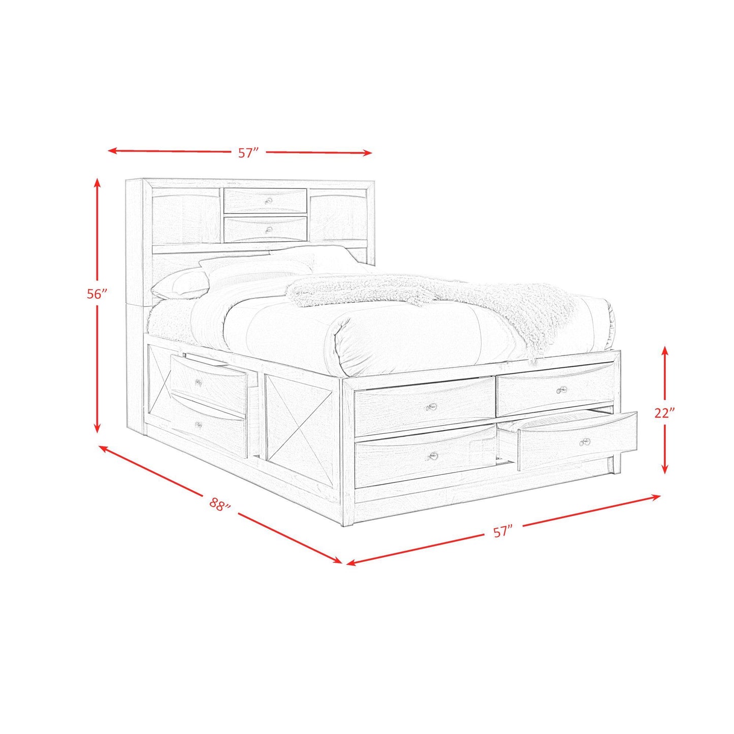 Elements International Emily EM300FB Full Storage Bed IMAGE 6