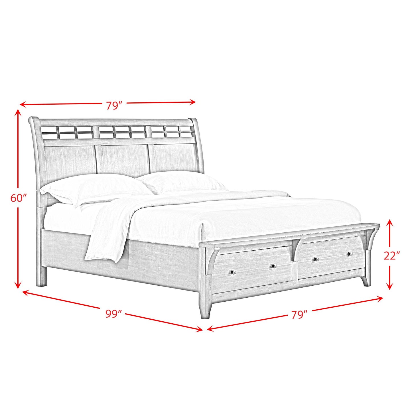 Elements International Gage B-15580-5-KSB King Sleigh Storage Bed IMAGE 11
