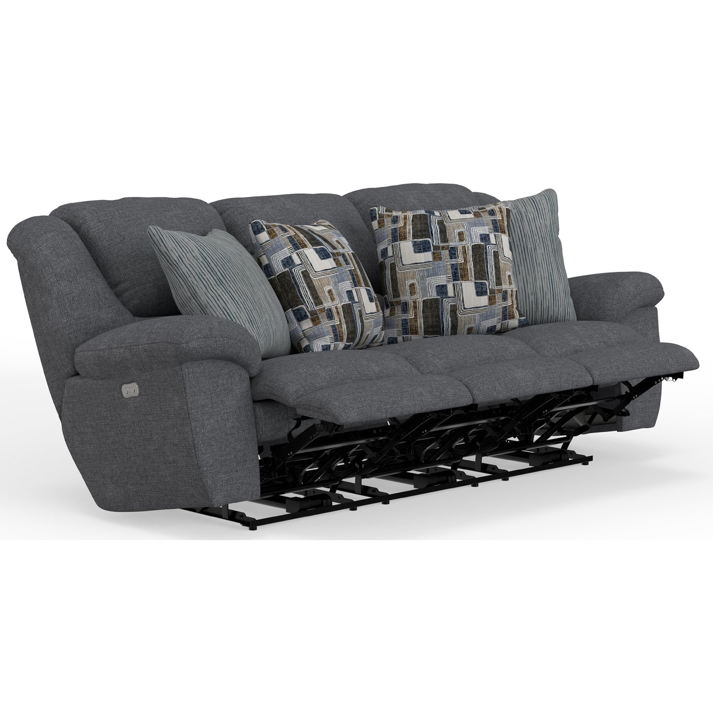 Catnapper Trifecta 616545 Power Sofa with 3 Recliners & Drop Down Table - Smoke IMAGE 1
