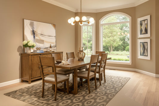 Harmony 7 Piece Trestle Table Set 105-C9101S(x6), T4202Table top/T4202P base