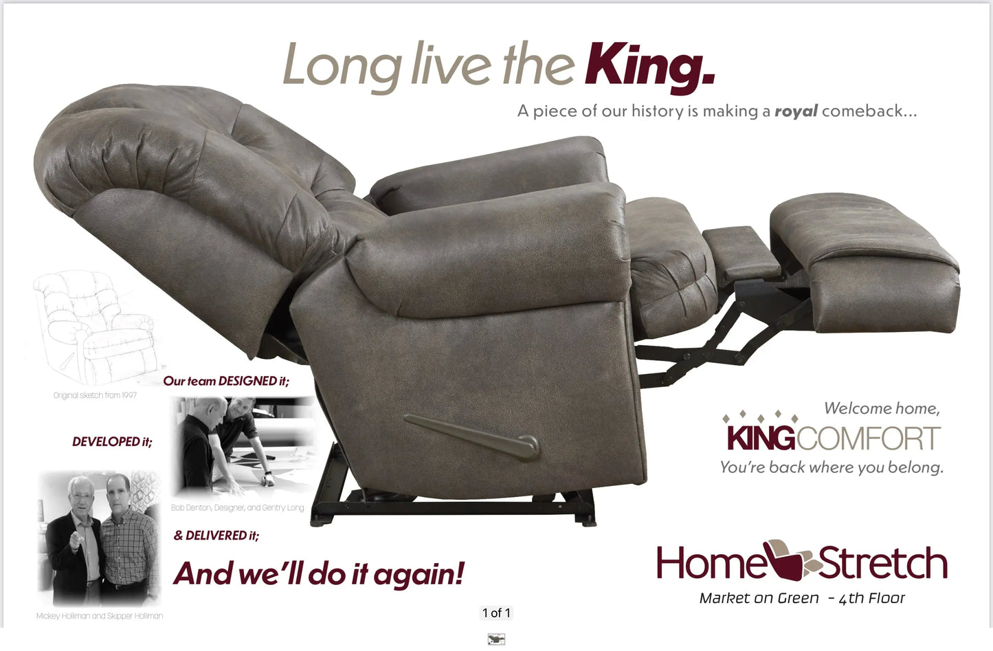 231-94-21 King Comfort Recliner Walnut Home Stretch Furniture