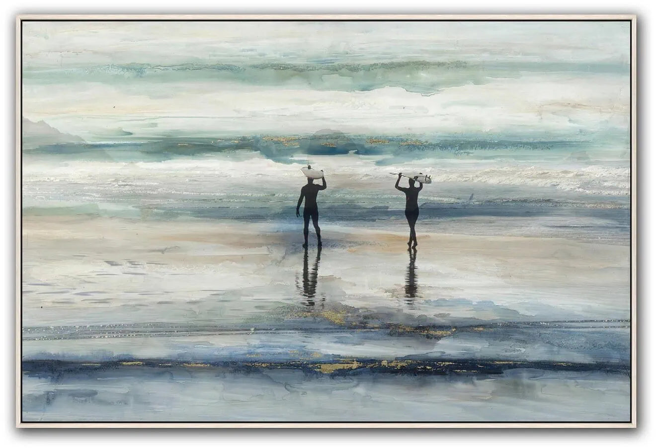 SC3138 "Silhouette Beach" Hand-painted Canvas in Frame