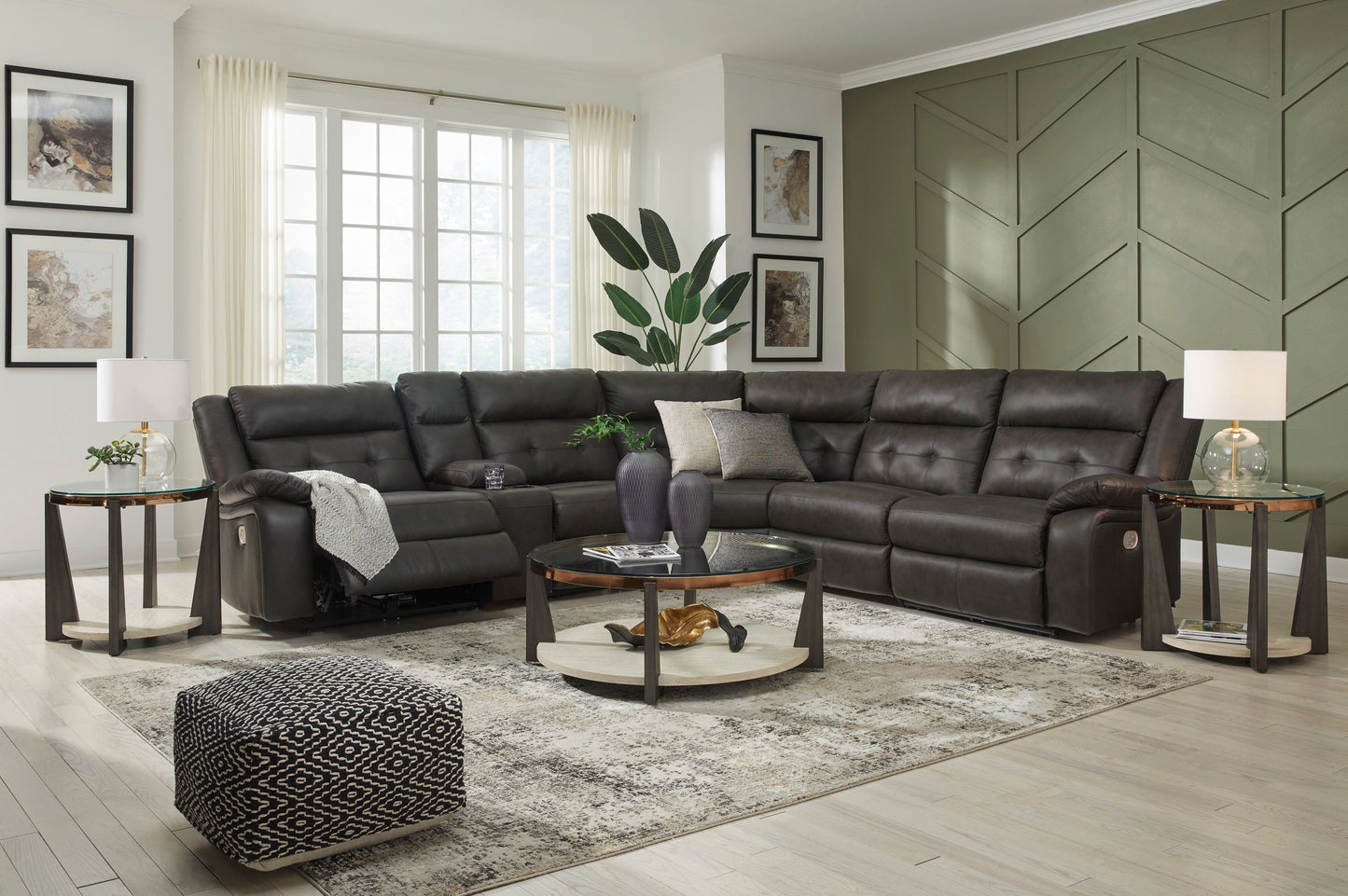 Mackie Pike 6-Piece Dual Power Leather Reclining Modular Sectional with Console U43305-31/46/57/58/62/77 6pc Closeout Signature Design by Ashley