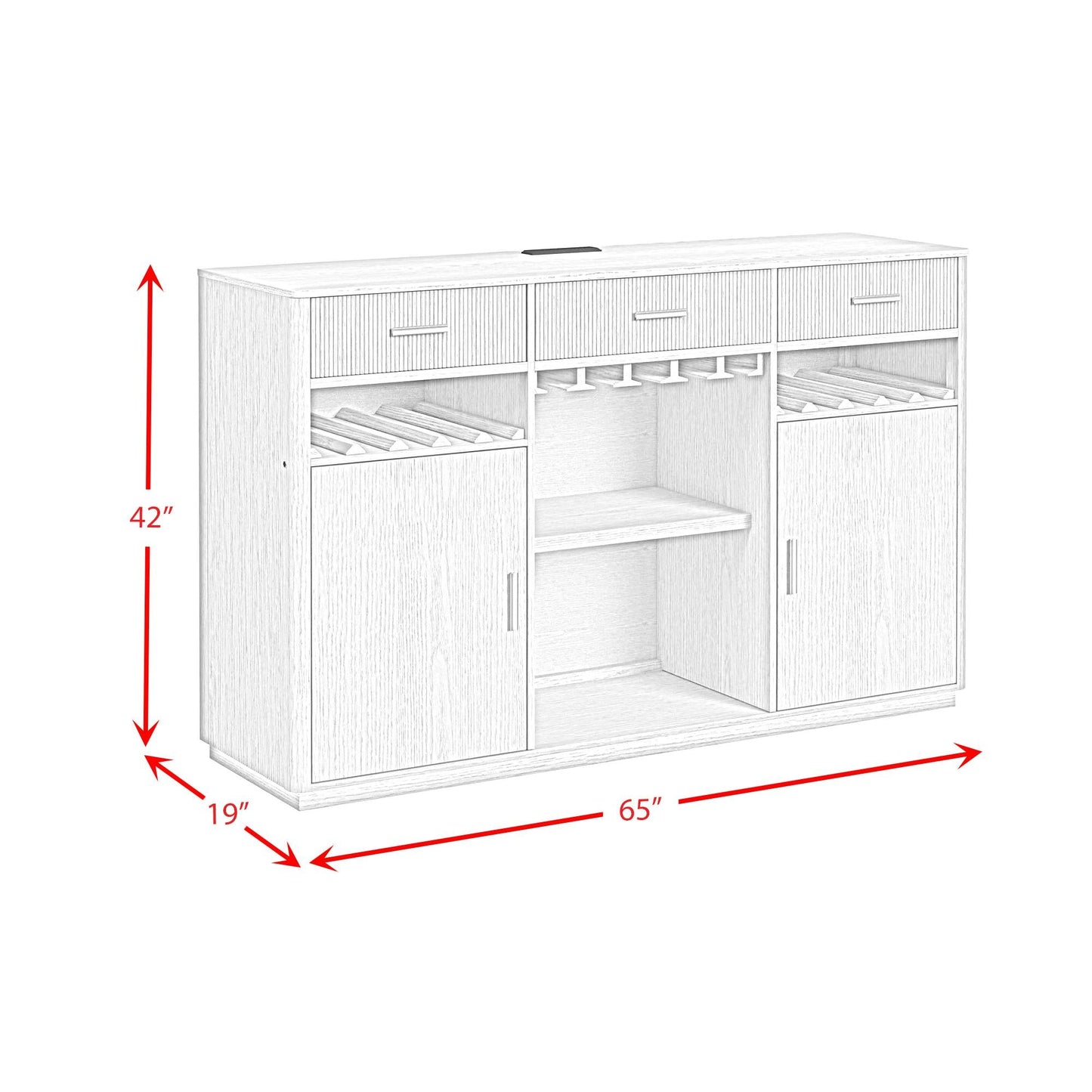 Elements International Cambrie DA - 18010 - 6 - BF Buffet - American Furniture of Slidell