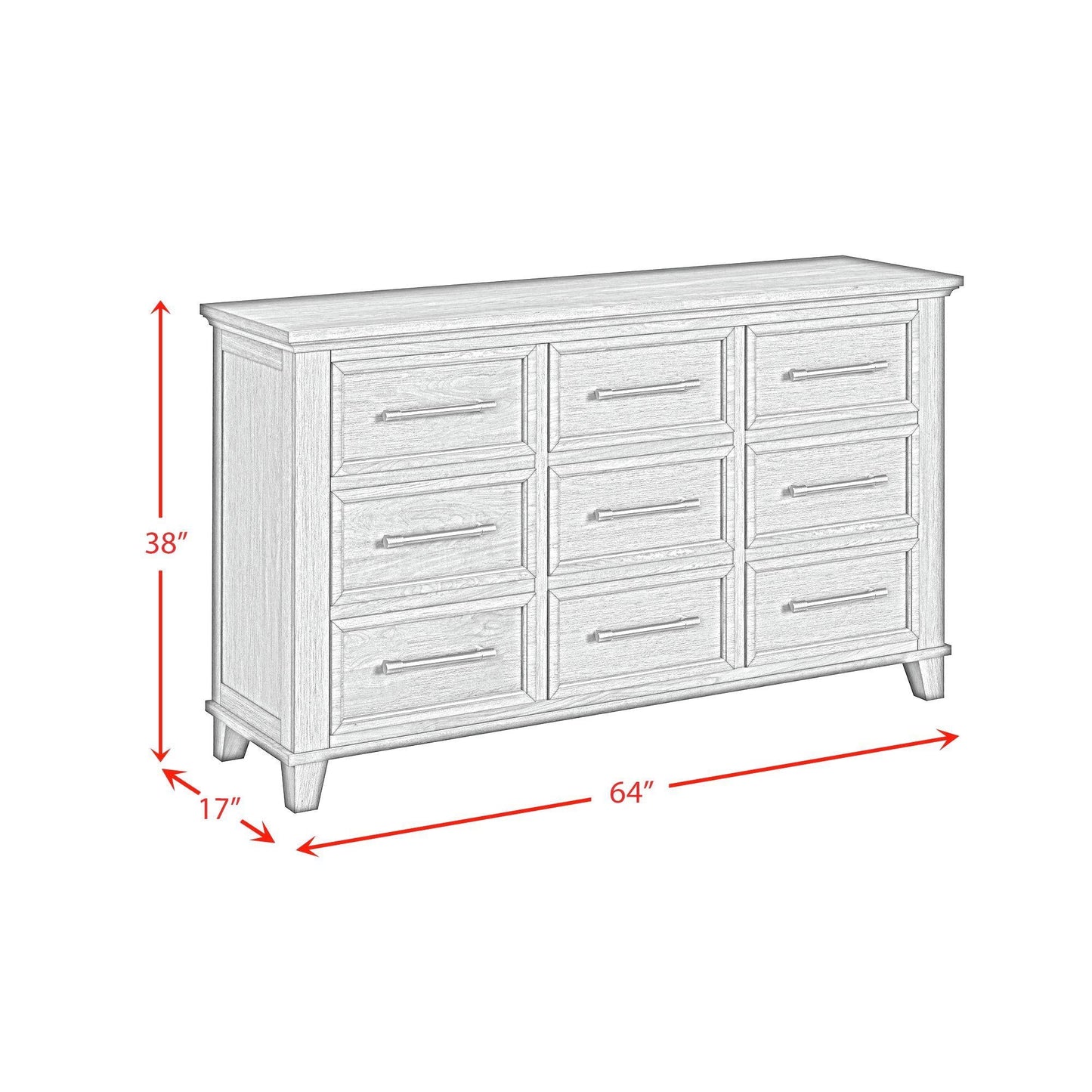 Elements International Canterbury B - 13030 - 3 - DR 9 - Drawer Dresser - American Furniture of Slidell