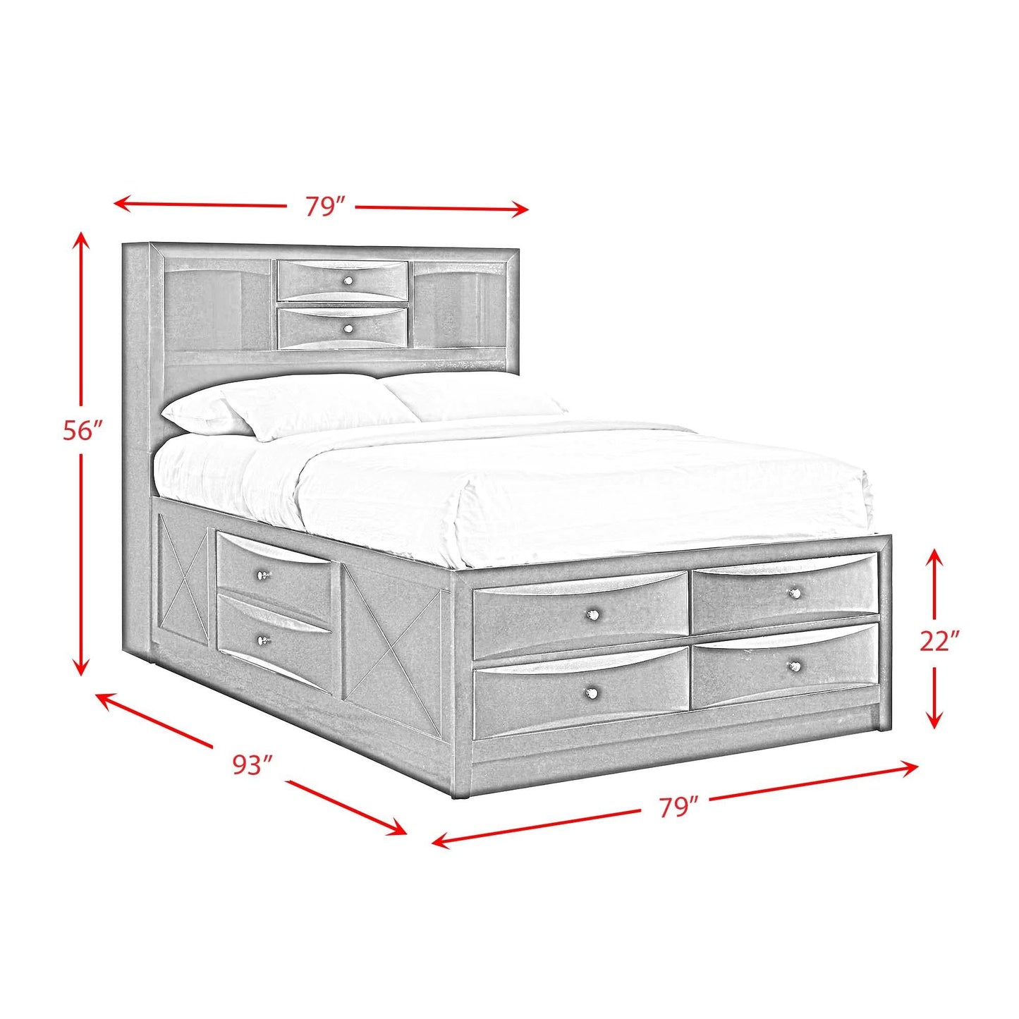 Elements International Emily EG199KB King Storage Bed - American Furniture of Slidell