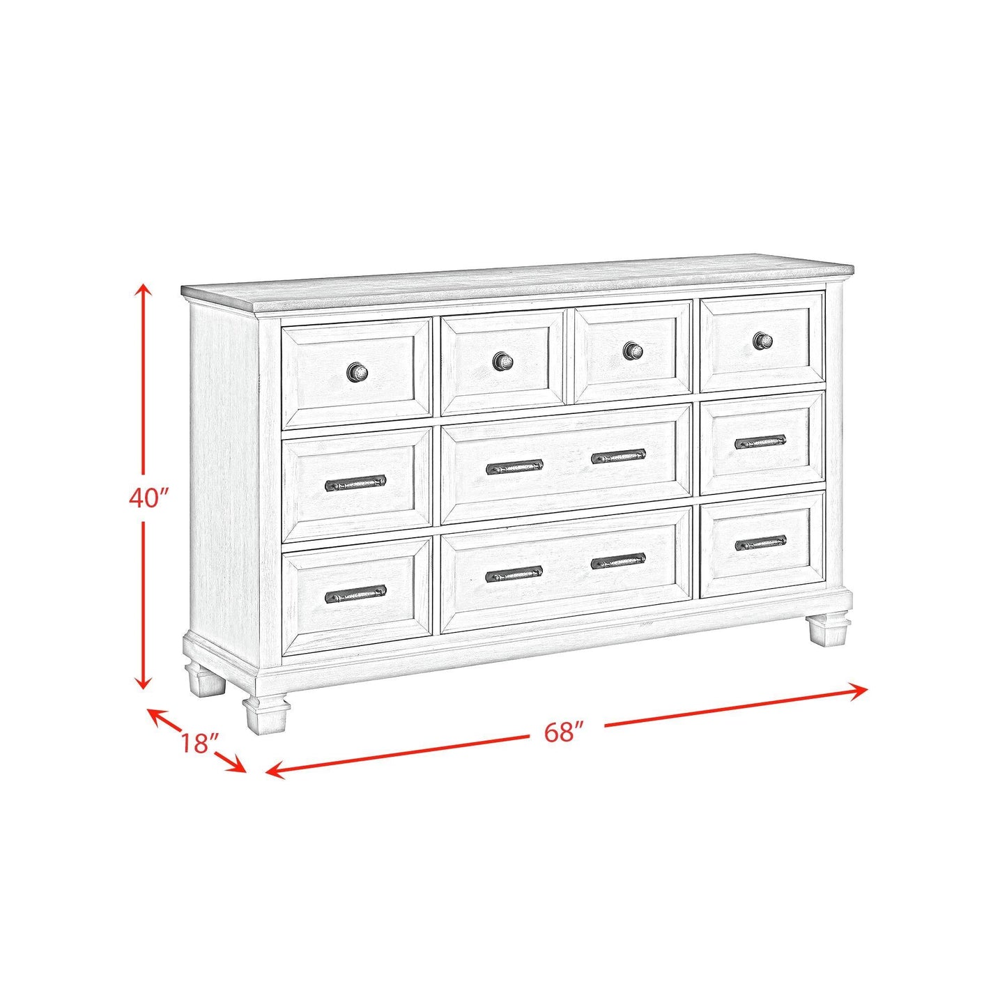 Elements International Farmington B - 9890 - 7 - DR 9 - Drawer Dresser - American Furniture of Slidell