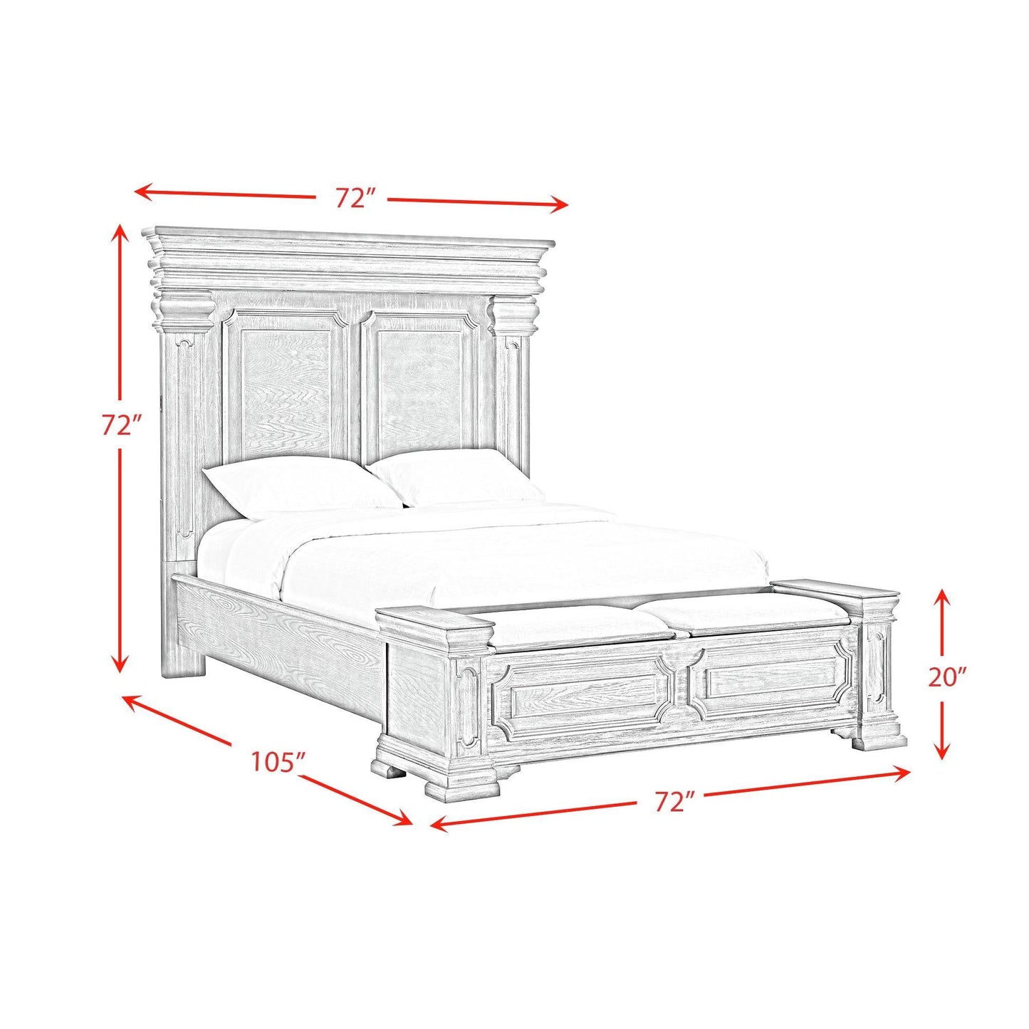 Elements International Kings Court B.10315.QSB Queen Storage Bed - American Furniture of Slidell