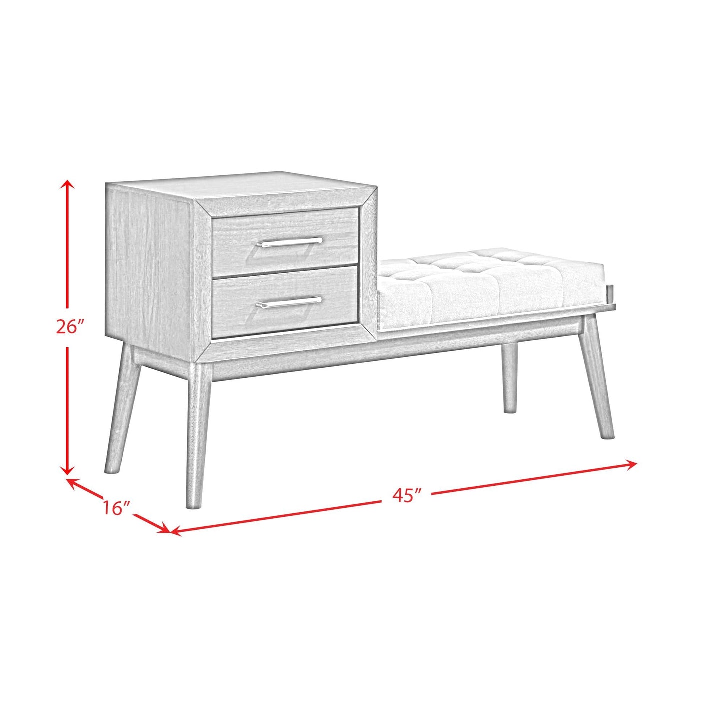 Elements International Malibu LA - 4650 - 5 - BN Bench - American Furniture of Slidell