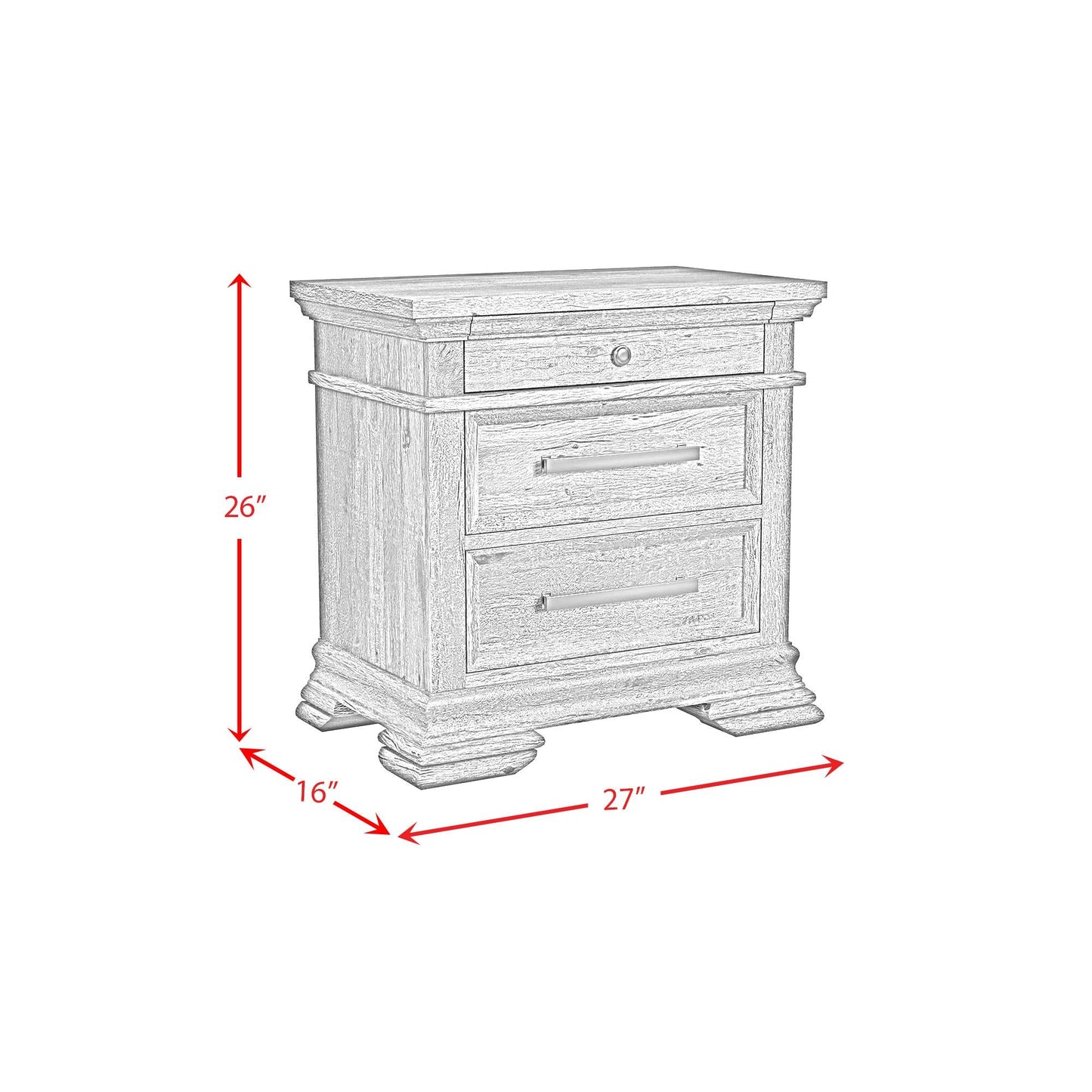 Elements International Park Ridge B - 13130 - 8 - NS 3 - Drawer Nightstand - American Furniture of Slidell