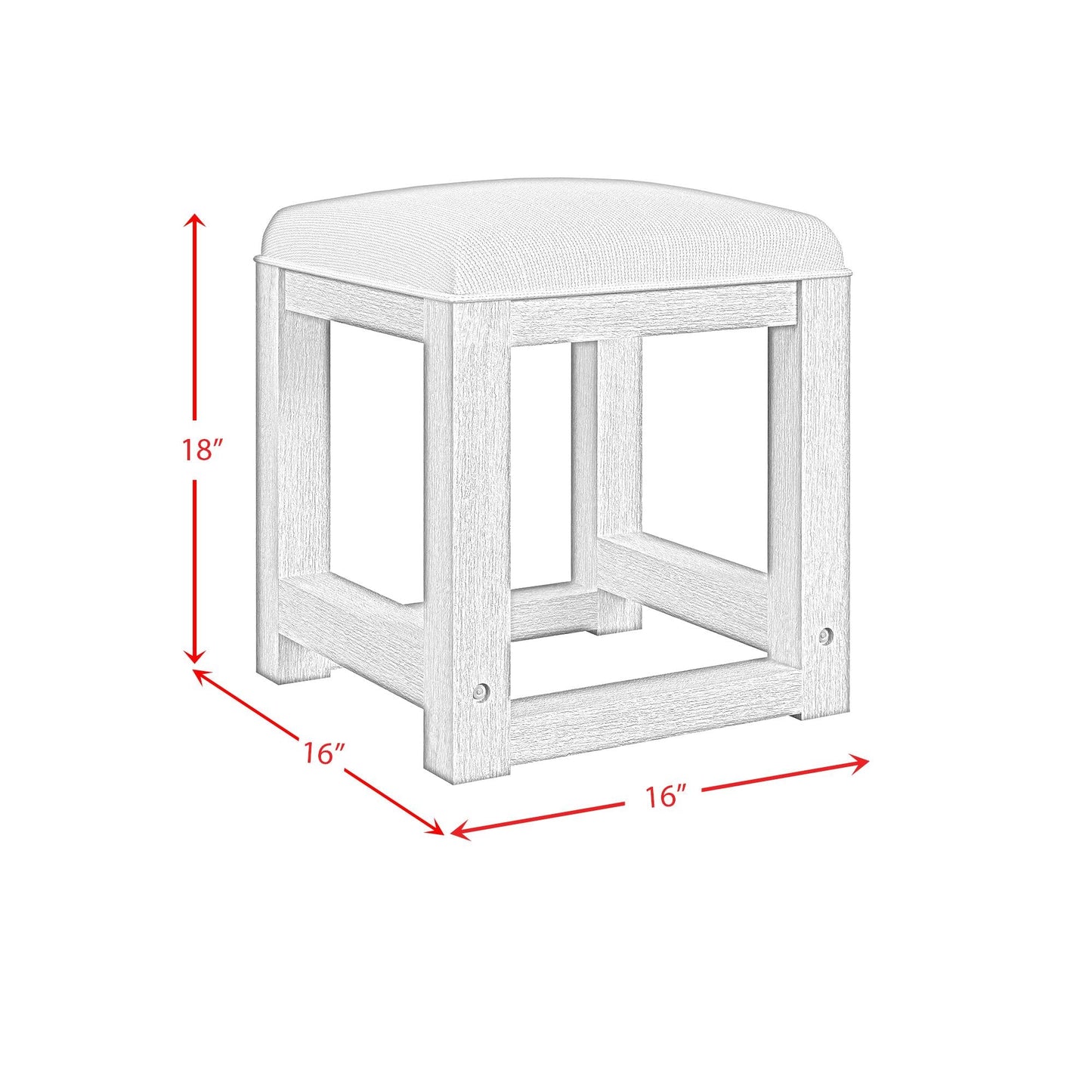 Elements International Ridgemont V - 14440 - 8W - DST Dressing Stool - American Furniture of Slidell