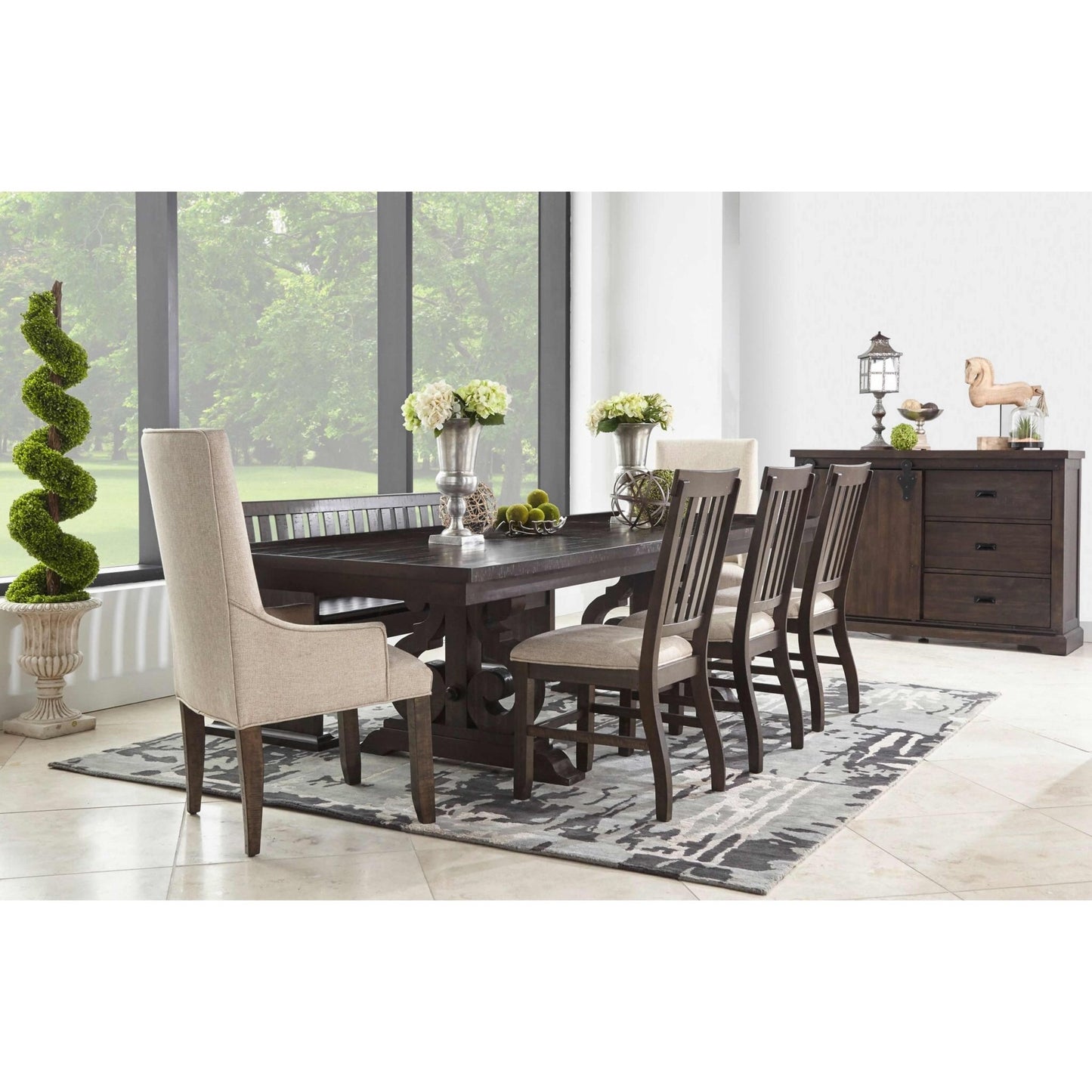 Elements International Stone DST100DTB Dining Table - American Furniture of Slidell