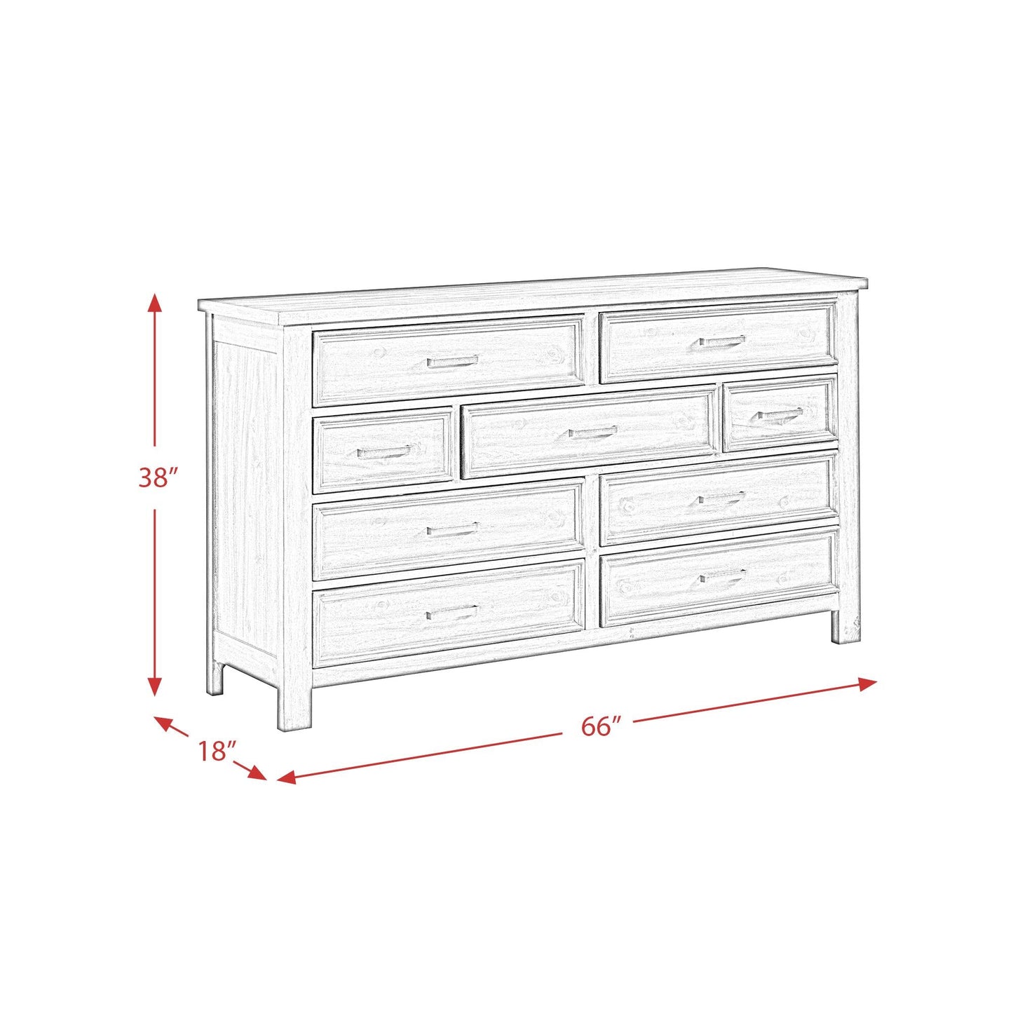 Elements International Sullivan SV300DR 9 - Drawer Dresser - American Furniture of Slidell