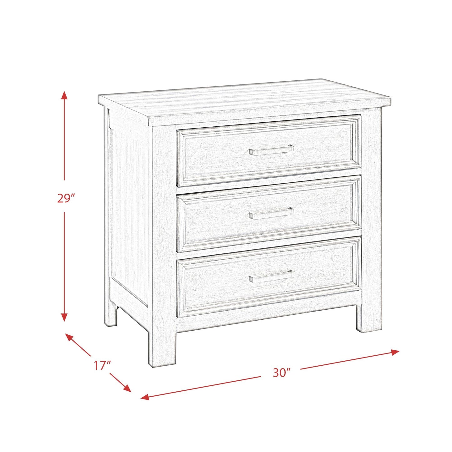 Elements International Sullivan SV300NS 3 - Drawer Nightstand - American Furniture of Slidell