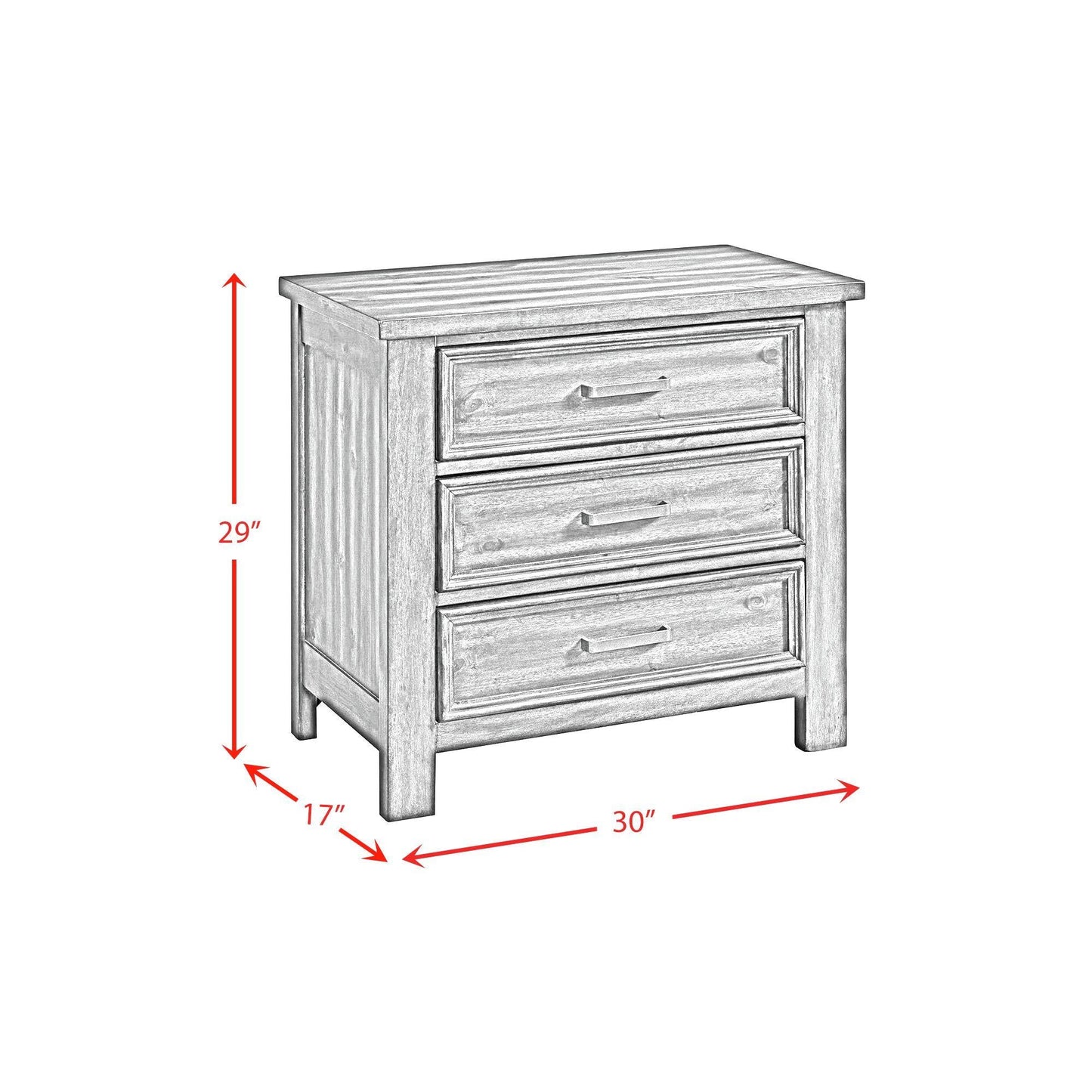 Elements International Sullivan SV600NS 3 - Drawer Nightstand - American Furniture of Slidell