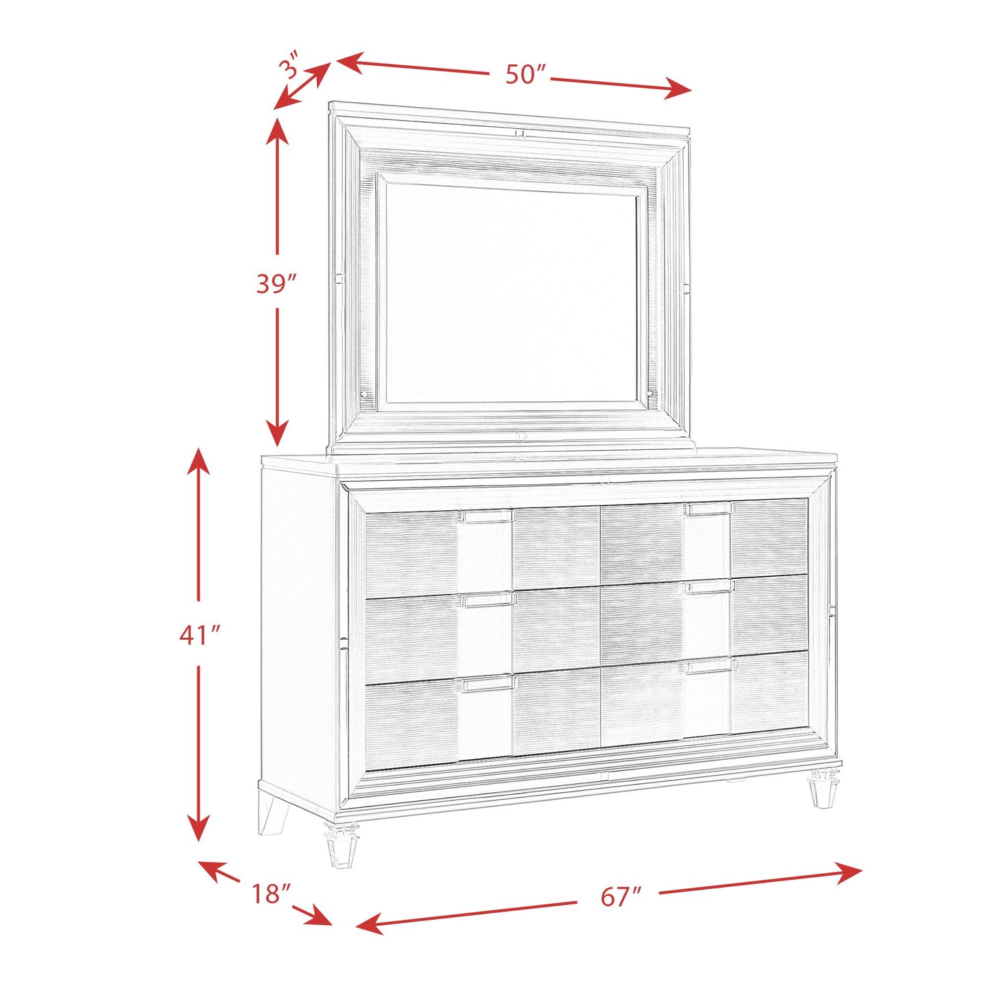 Elements International Twenty Nine TN600DRMR Dresser w/ Mood Lighting Mirror - American Furniture of Slidell