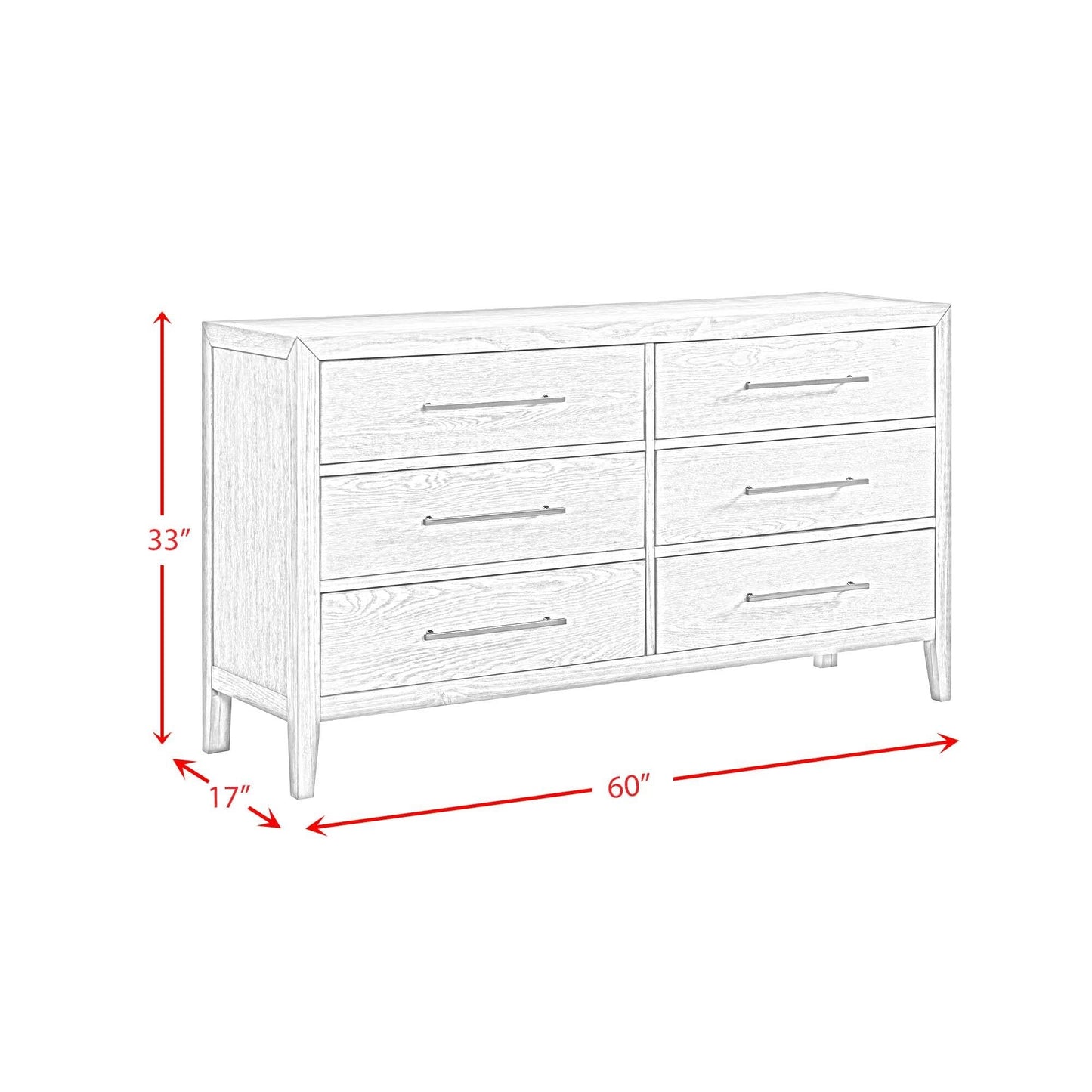 Elements International Versailles Contemporary B - 3690 - 3 - DR1 6 - Drawer Dresser - American Furniture of Slidell