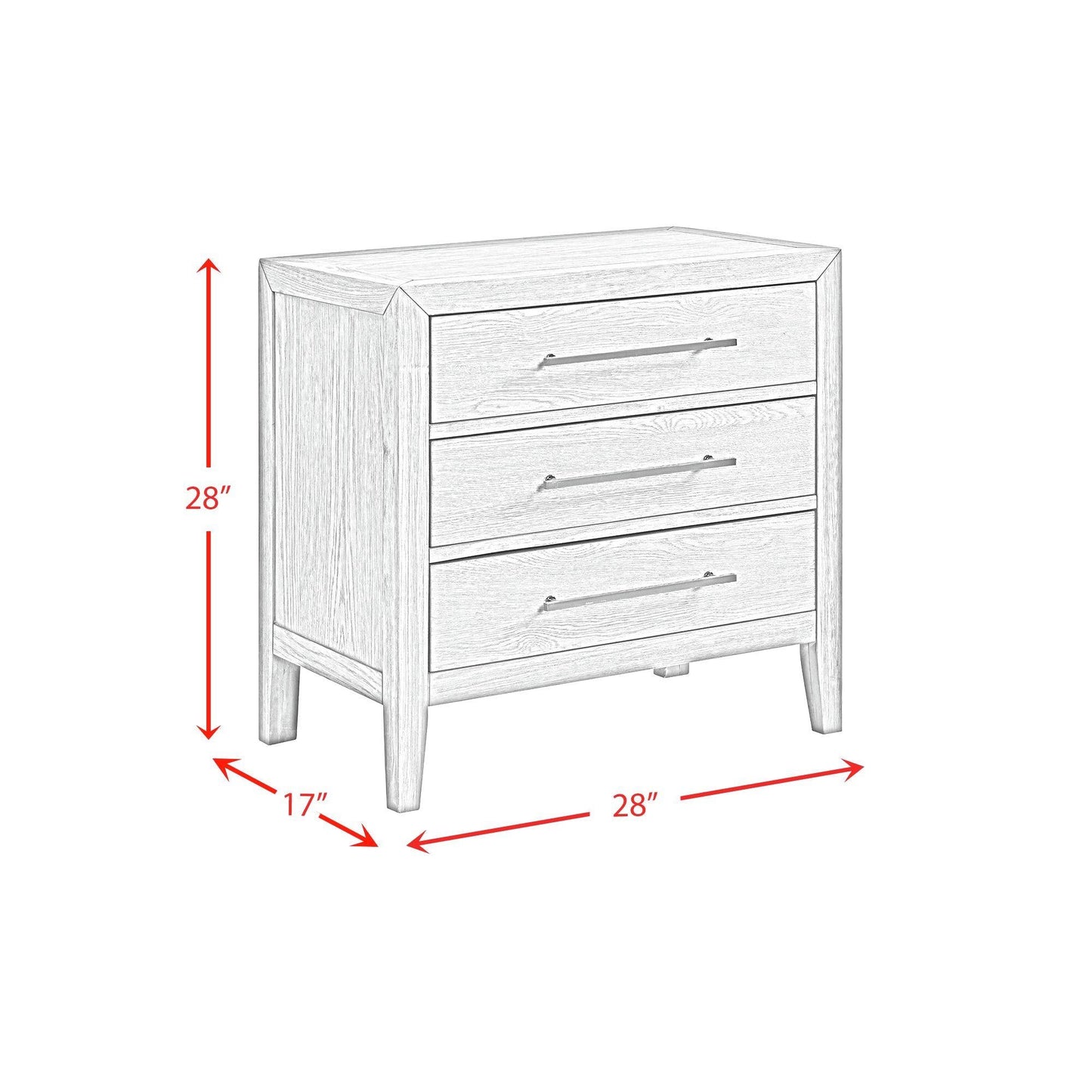 Elements International Versailles Contemporary B - 3690 - 3 - NS 3 - Drawer Nightstand - American Furniture of Slidell