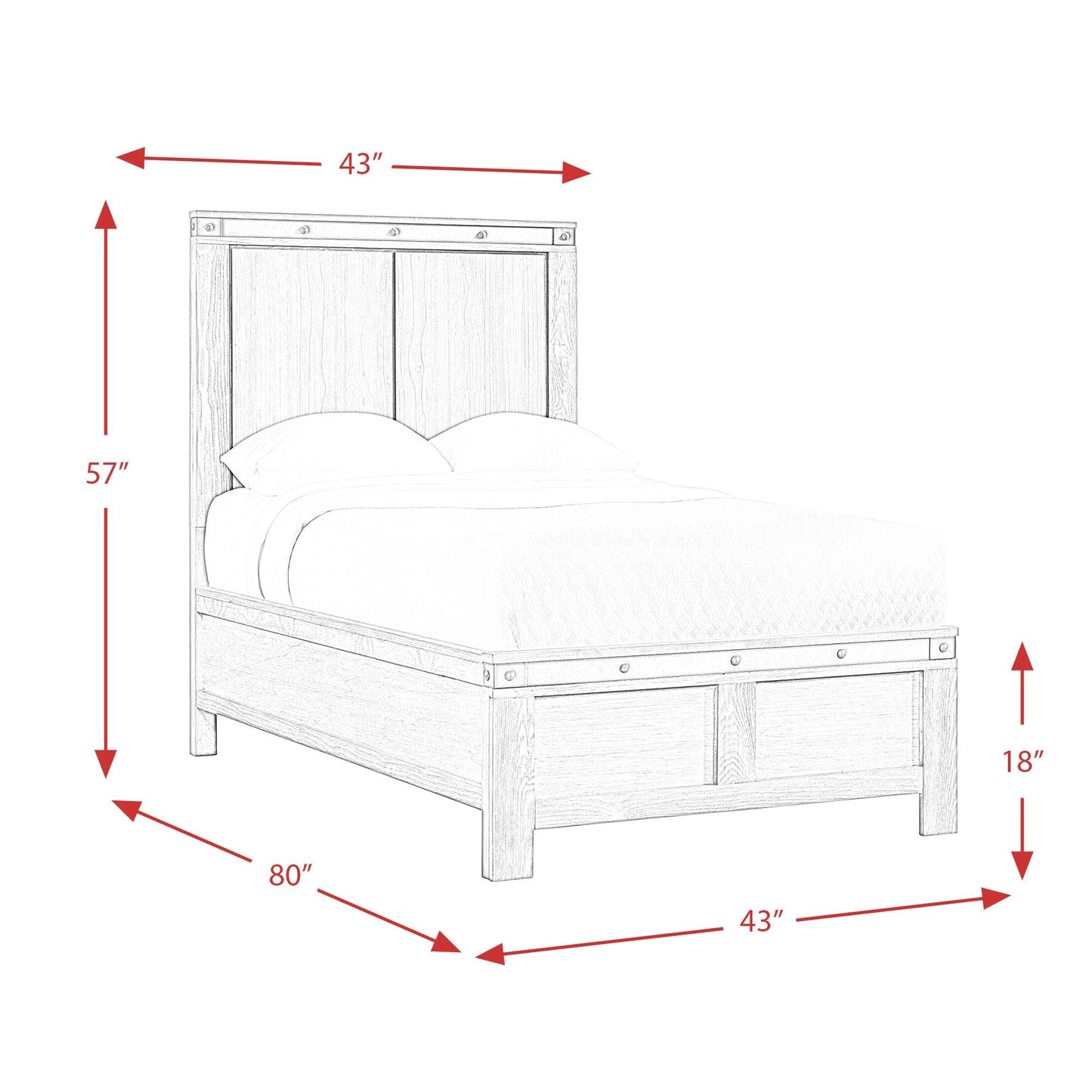 Elements International Wade WE670TB Twin Panel Bed - American Furniture of Slidell